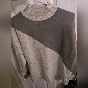 Colorblock Green and Cream Women's Sweater